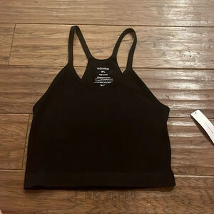 Ododos Women’s Black Ribbed Cropped Tank Top Size M/L